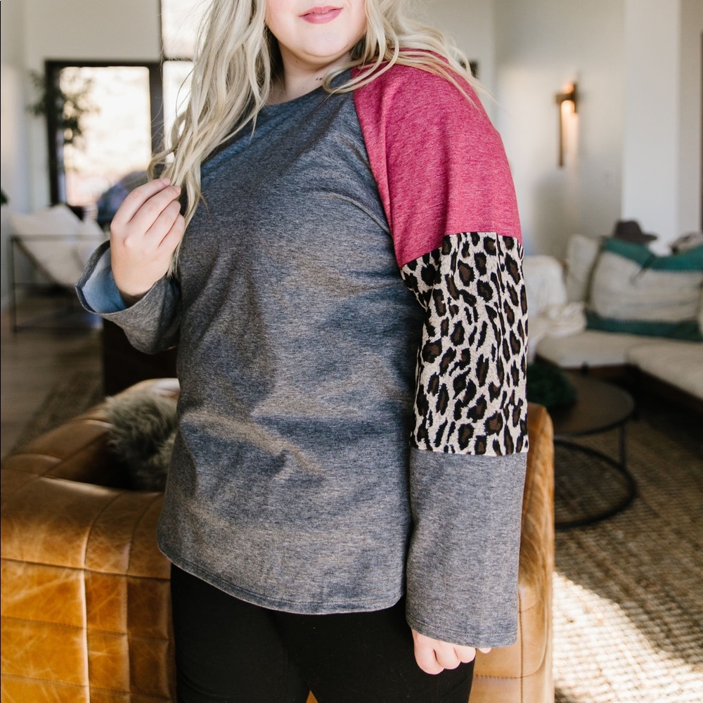 Mildly Wild Leopard Color Block Top - Picture 6 of 7
